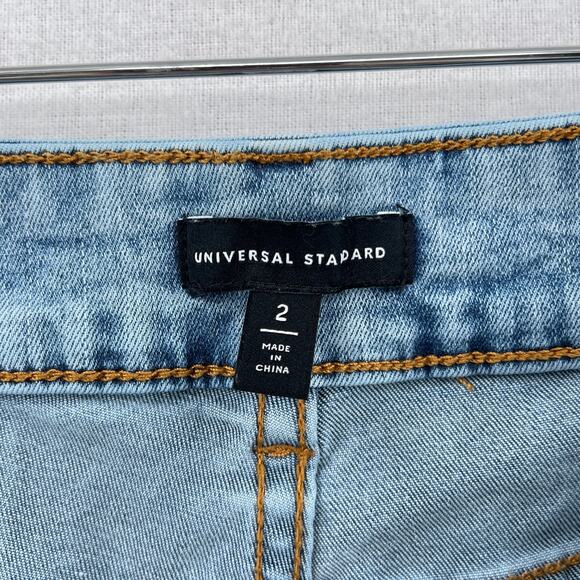 UNIVERSAL STANDARD Etta High Rise Straight Leg Jeans Womens 2 Distressed Washed - Picture 7 of 14